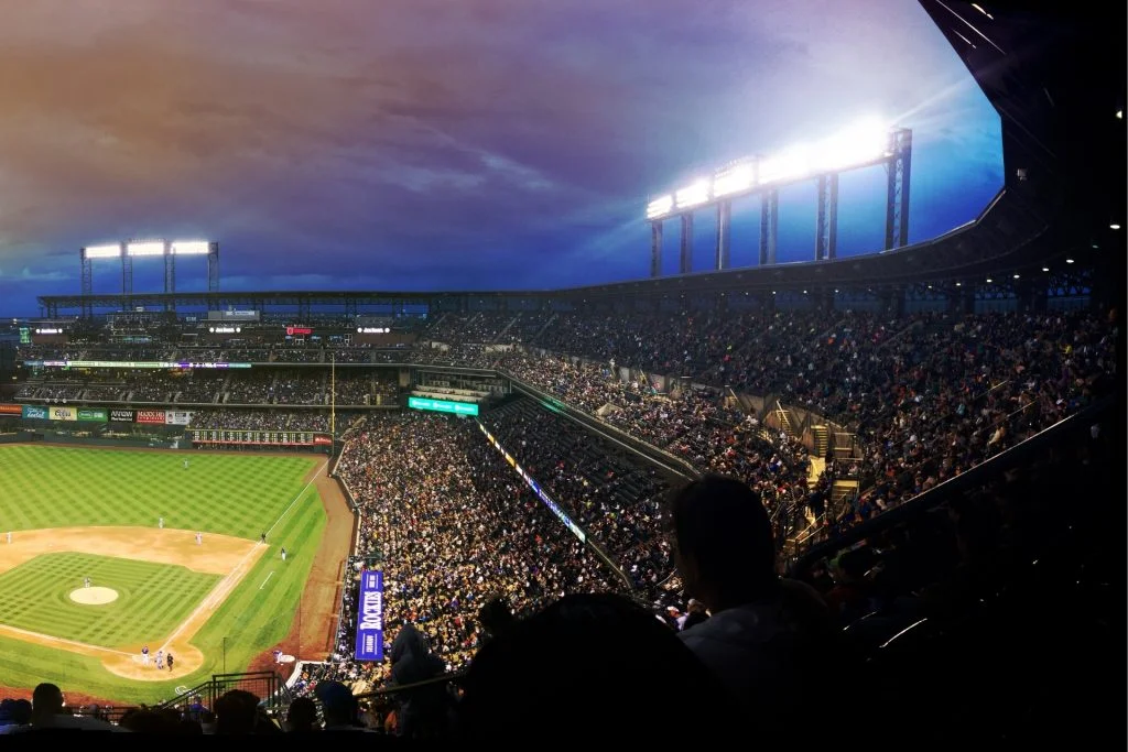 first base side fans in baseball ballpark